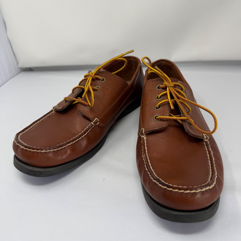 Eastland Falmouth Camp Moc Shoes 10 Brown Leather Oxford Memory Foam Boat Shoes